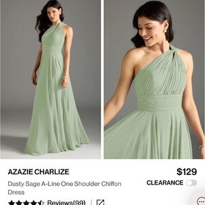 Azazie One Shoulder Dress in Sage Green Charlize
